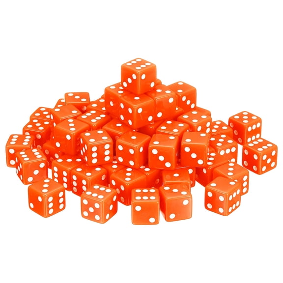 100Pack 6 Sided Acrylic Dice, 19mm/0.75" Large D6 Opaque Game Dice Bulk for Table Board Games Birthday Theme Party Fun Supply, Orange