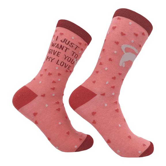 Women's I Just Want to Give You My Love Socks Funny Kitten Footwear