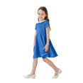 thumbnail image 2 of mgoYE Flower Girl Dress Girl's Peter Pan Collar Dress Short Sleeve Casual Flare Skater Dresses(Blue,11-12 Years), 2 of 8