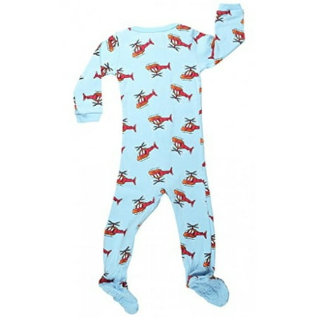 Elowel Pajamas Elowel Baby Boys Blue Helicopter Print Zipper