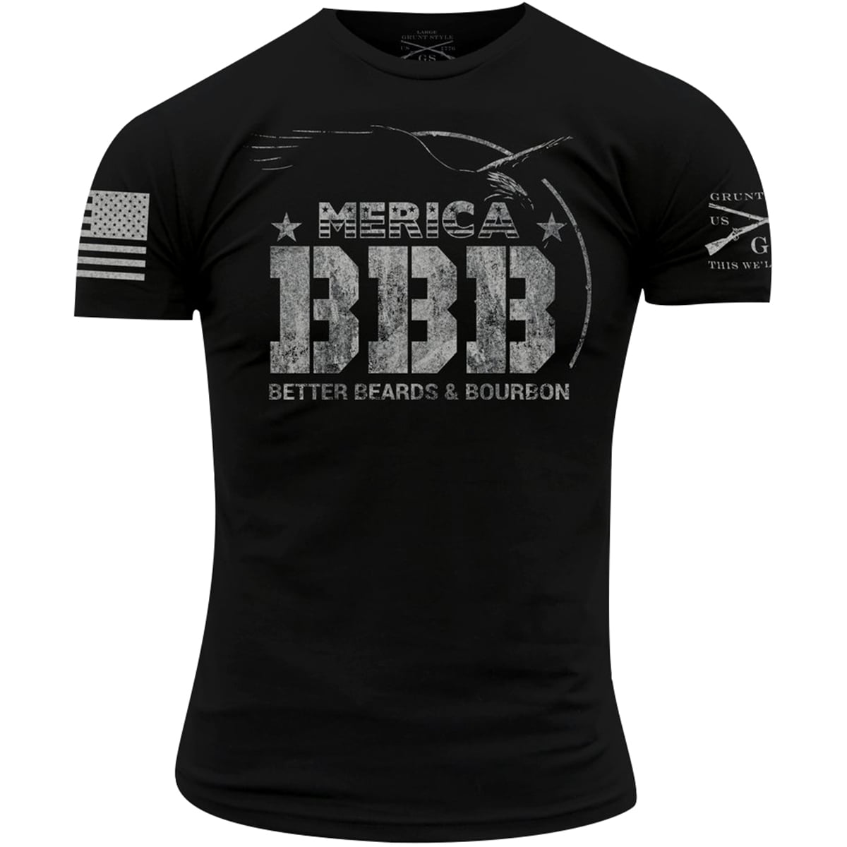 Grunt Style - Grunt Style Merica Bourbon BBB T-Shirt - Black - Walmart ...