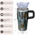 thumbnail image 3 of Double Wall 20oz Stainless Steel Textured Tumbler with Handle, Insulated Coffee Travel Mug, Geometric Pattern Leak Proof, 3 of 5