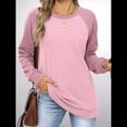 thumbnail image 4 of Sudadera Ligera de Larga con Cuello Redondo y Diseño Raglán con Bloques de Color para Mujer Rosa M, 4 of 10