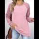 thumbnail image 4 of Sudadera Ligera de Larga con Cuello Redondo y Diseño Raglán con Bloques de Color para Mujer Rosa M, 4 of 10