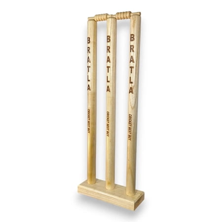 Bratla Cricket Wicket Stumps Multi-Surface Placement with Wood Base