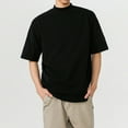 thumbnail image 2 of AHTJRT Mens Big and Tall Short Sleeve Solid Tees Mock Neck Basic TShirts Black 3XL, 2 of 8