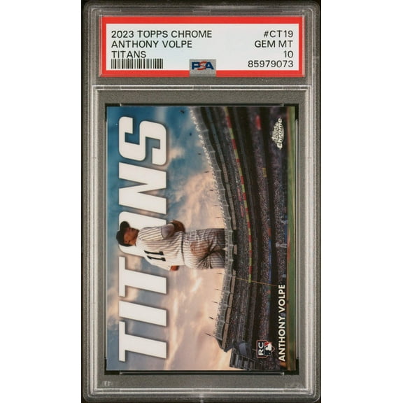 Graded 2023 Topps Chrome Anthony Volpe #CT19 Titans Rookie RC Baseball Card PSA 10 Gem Mint