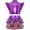 Purple, variant on Girls Metallic Crop Top with Sequin Ruffle Tiered Skirt Sparkly Disco Jazz Dance Outfit Sets Purple 6