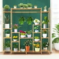 thumbnail image 3 of Costway 9-Tier Bamboo Plant Stand Potted Holder w/Hanging Rack Tall Display Shelf Unit, 3 of 10