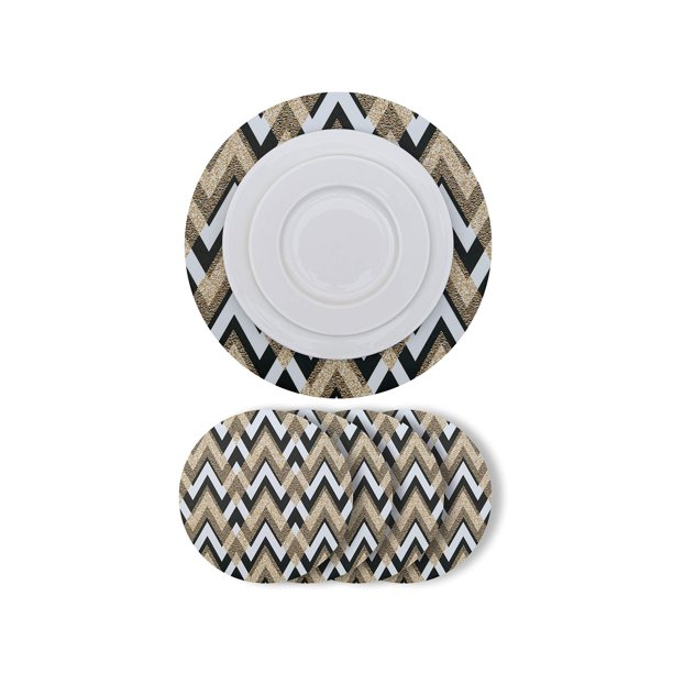 Manteles Individuales para Mesa, 4 Piezas Tapete Redondo de Plastificado Rigido, Resistente Anti Manchas e Impermeable, Medida 39cm Diam