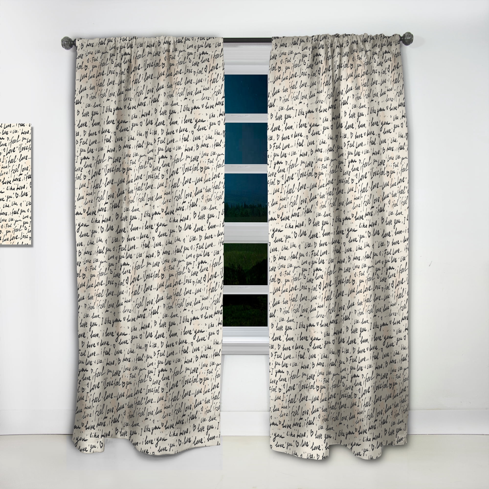 Designart 'I feel LOVE Pattern' Eclectic Curtain Panel