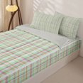 thumbnail image 2 of Castle Fairy Boho Pastel Plaid Grid Zipper Full Size Comforter Sets with Fitted Sheet and 2 Pillowcases,Minimalist Thin Line Zipper Bedding Set,Mint Pink Yellow,Reversible, 2 of 7