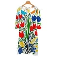 thumbnail image 6 of Colorful Floral Bouquet Bright Happy Art Flare Dress Square Neck Dress Elegant Female Fashion Printed Dress, 6 of 9