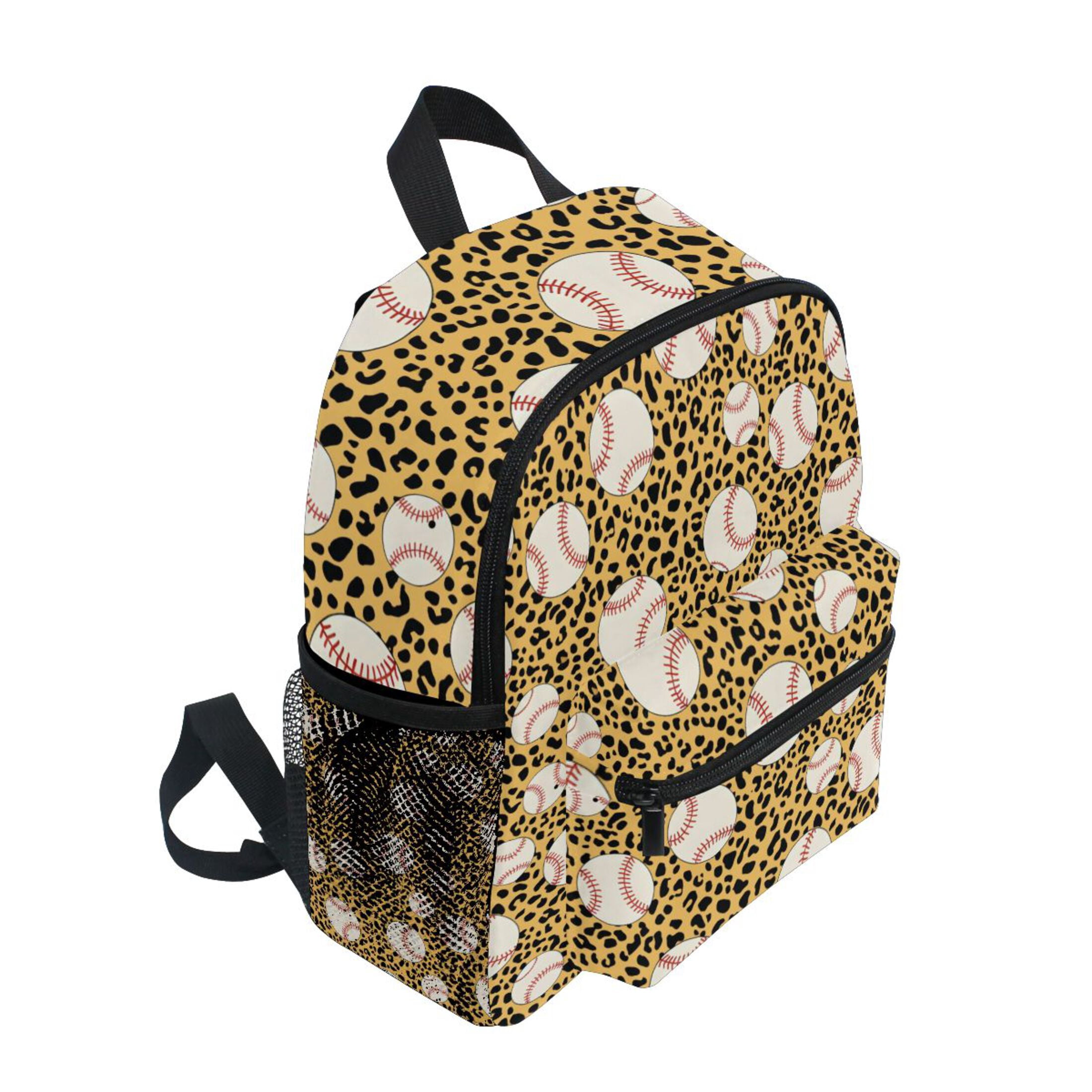 Baseball Leopard Print Pattern Mini Backpack Cute Small Backpack with Chest Strap and Whistle Ages 3-8