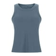 thumbnail image 6 of Brglopf Ribbed Workout Yoga Tank Tops for Women with Built in Bra Tight Racerback Scoop Neck Athletic Top Sleeveless Shirts(Navy,M), 6 of 8