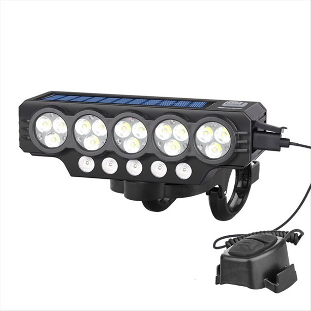 Luz Solar para Bicicleta con 20 LED y Bocina, Recargable, Linterna Delantera para Bicicleta de Montaña, Accesorios para Lámpara de Bicicleta.