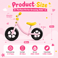thumbnail image 2 of WLRETMCI Toddler Balance Bike for 1-6 Years Old Boys Girls, 12 Inch Kids Training Balance Bike with Adjustable Handlebar and Seat, No Pedals Bike for Kids, Pink, 2 of 5