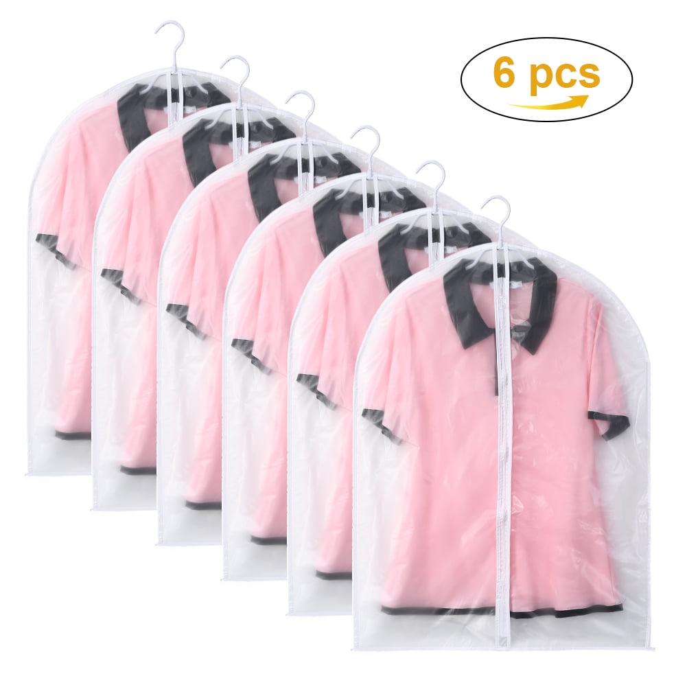 6pack Storage Garment Covers Translucent Dress Bag Waterproof Dustproof