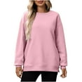 thumbnail image 2 of Tawop Womens Sweatshirts Women Tops Sweatshirts for Women Crew Neck Long Sleeve Solid Pink 2XL, 2 of 9