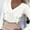 #246-White, variant on Craaazy Womens Shirts Cross V-Neck Solid Color Knit Top Ruched Slim Blouses Gifts For Women