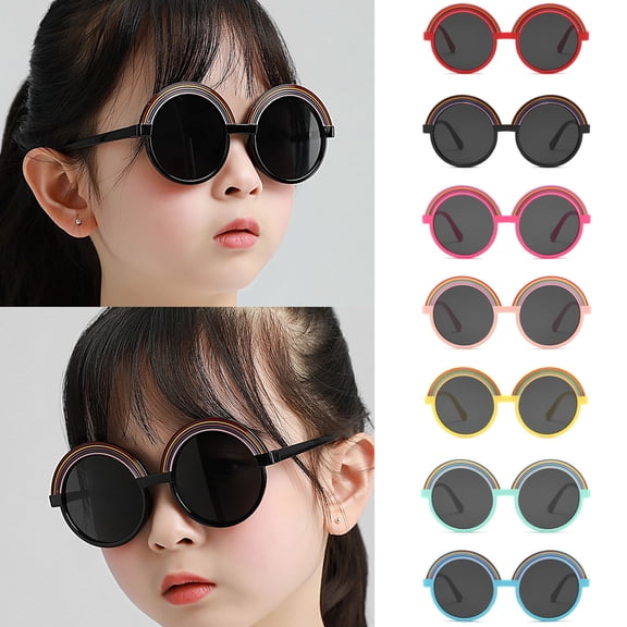 Mens Womens Sunglasses LSQii Summer Round Frame Lightweight UV Protection Polarized Sun Glasses Retro 80s Trendy Unsex Age 4-12 Years Black,Under $3