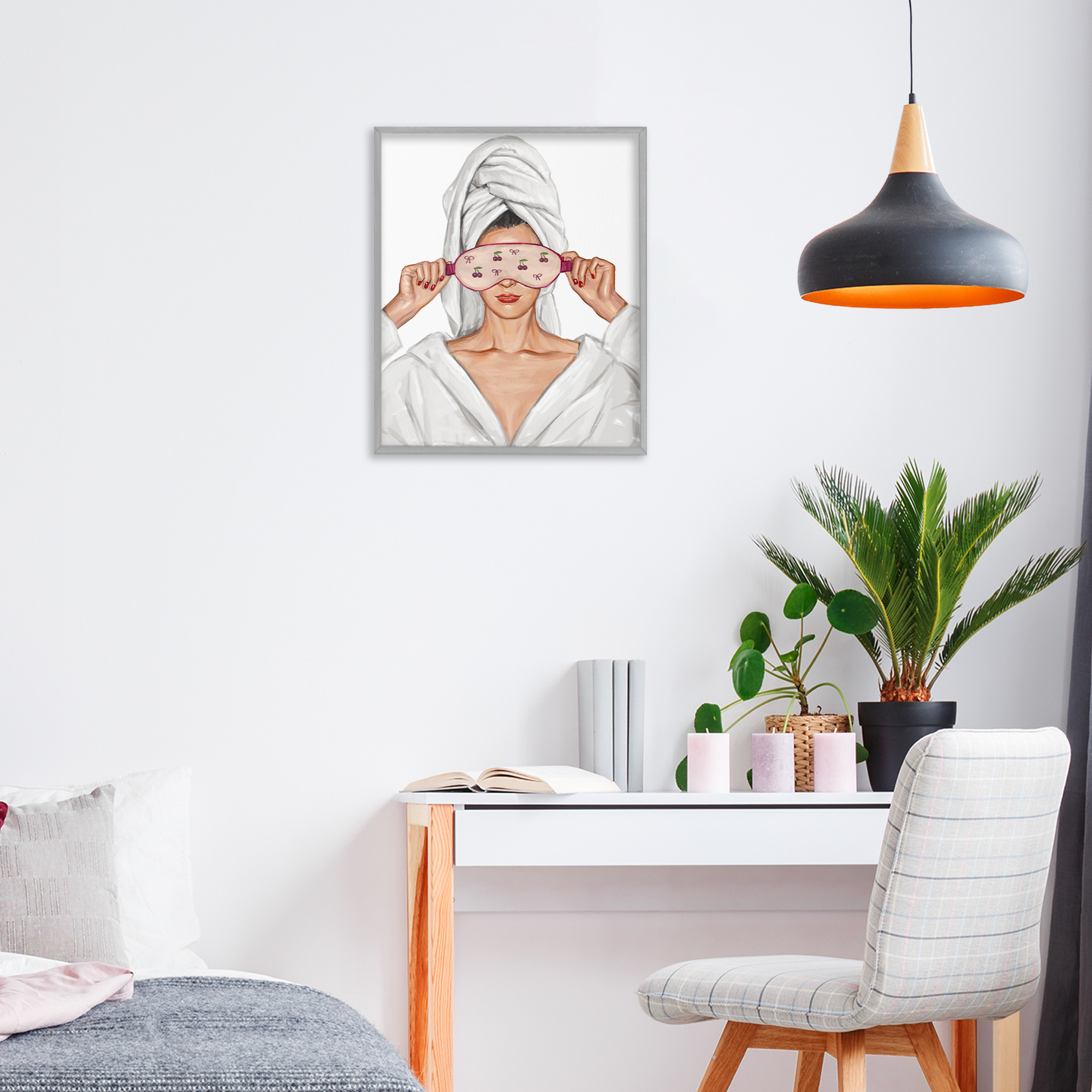 Cherry Eye Mask Fashionista Gray Framed Giclee Art, design by Ziwei Li