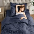 thumbnail image 4 of Virtu Twin XL Comforter Set, 5pc Bed in a Bag, Pleated Bedding Comforter Sets with Sheets, Navy, 4 of 10