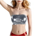 thumbnail image 2 of Women's Metallic Shiny Tube Top - Strapless Party Crop Top for Rave, Festival & Night Out Silver, 2 of 7