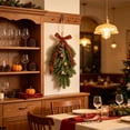 thumbnail image 6 of Aurorax Christmas Wreaths for Front Door,Indoor Christmas Wreath Decorations with Bells Bows Berries Green Pines Branches Farmhouse Hanging Wall Decor for Mantel Window, 6 of 6
