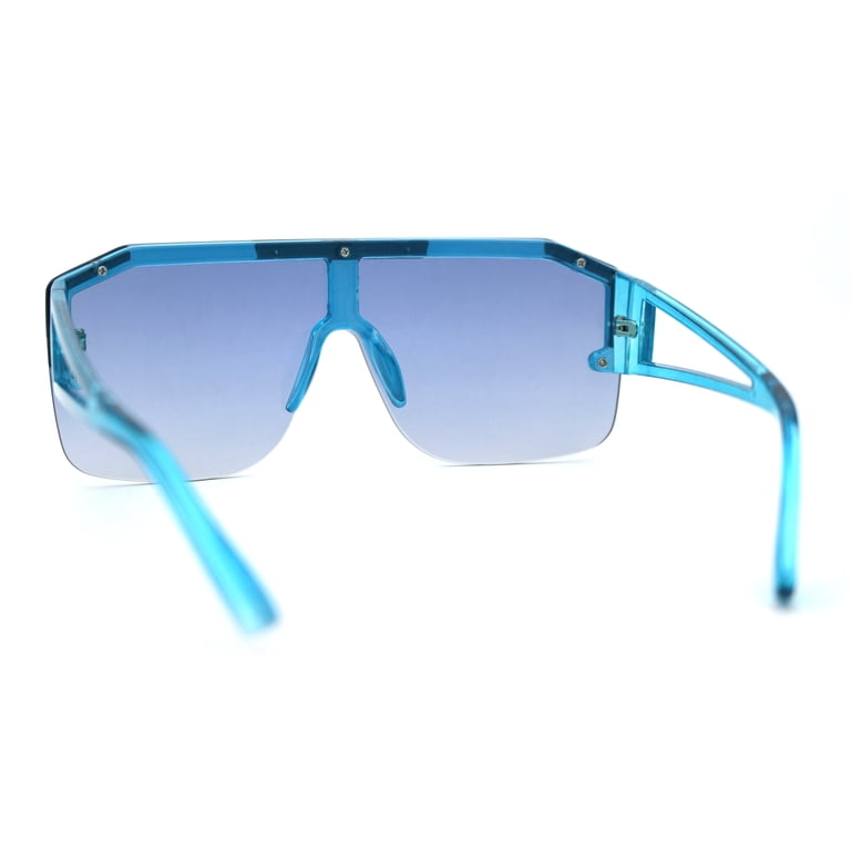 Oversize Rimless Block Mono Lens Shield Squared Sunglasses  display picture 1