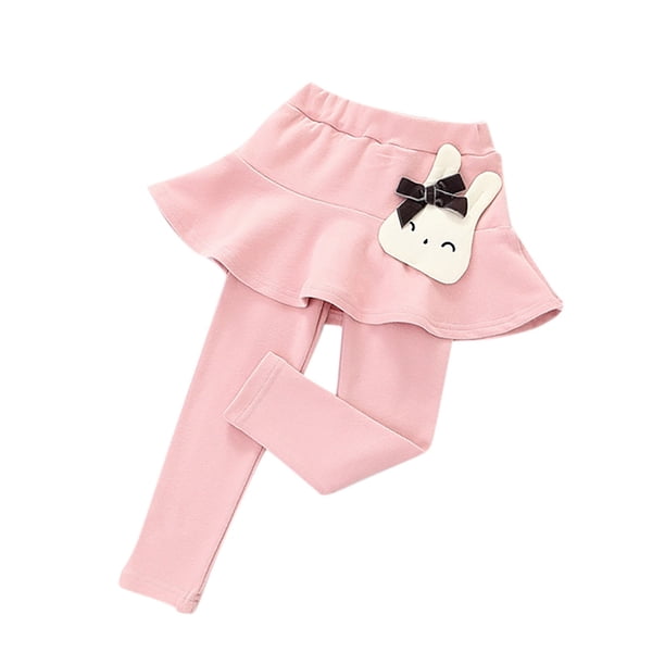 Odeerbi 2-7 Años Niñas Leggings Con Falda Tutu Pantalones Conejo Impreso Casual Color Sólido Faldas Pantalones