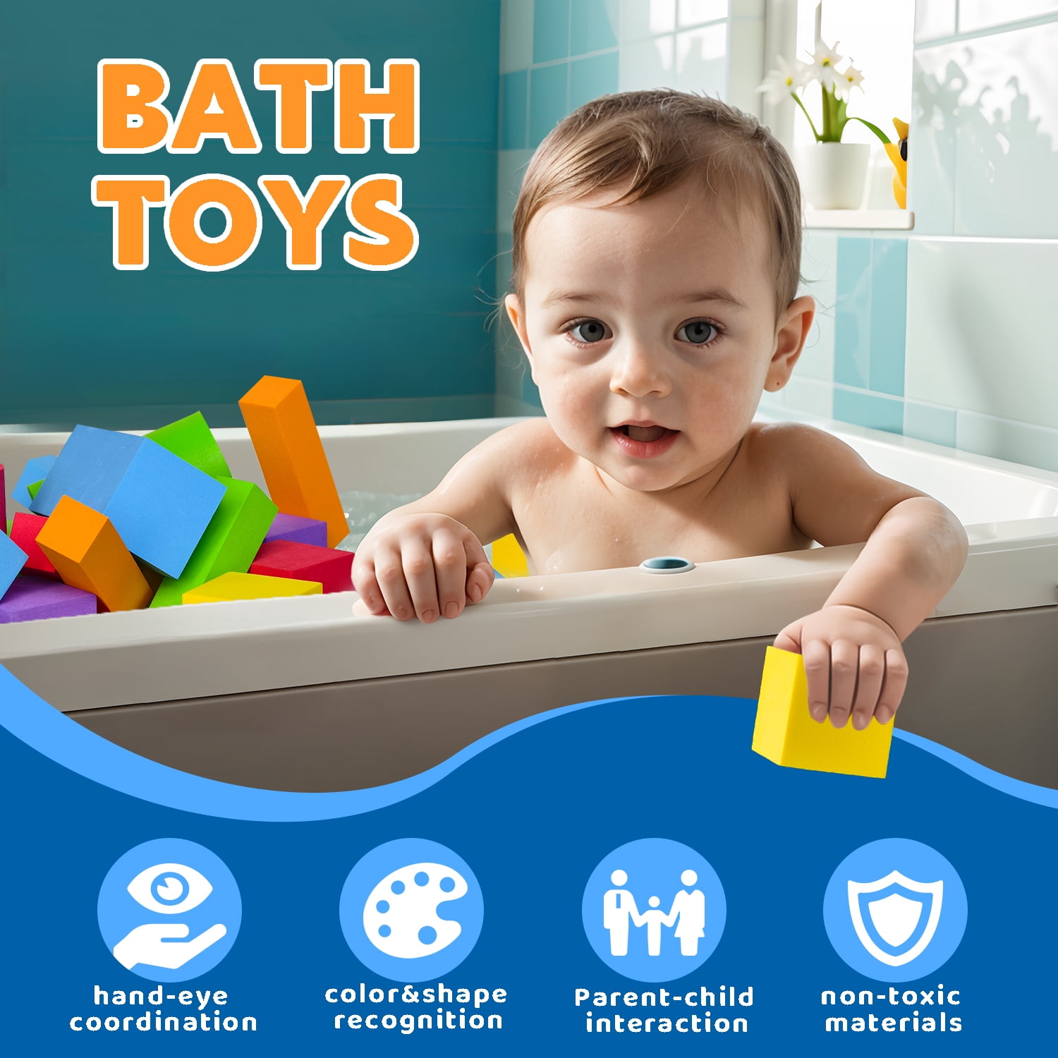 Pairez Toys Lot de 138 blocs de construction souples empilables en mousse, jouets de construction d'apprentissage précoce et cadeaux pour enfants, garçons et filles de 18 mois et plus, 2 à 3
