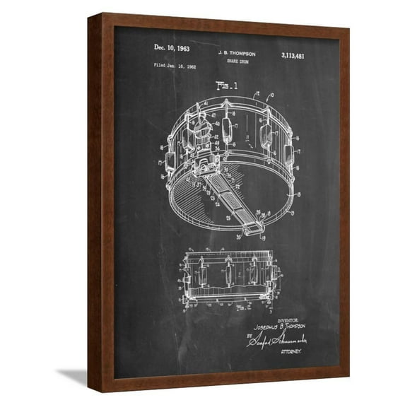 Rogers Snare Drum Patent, Framed Art Print Wall Art by Cole Borders Sold by Art.Com