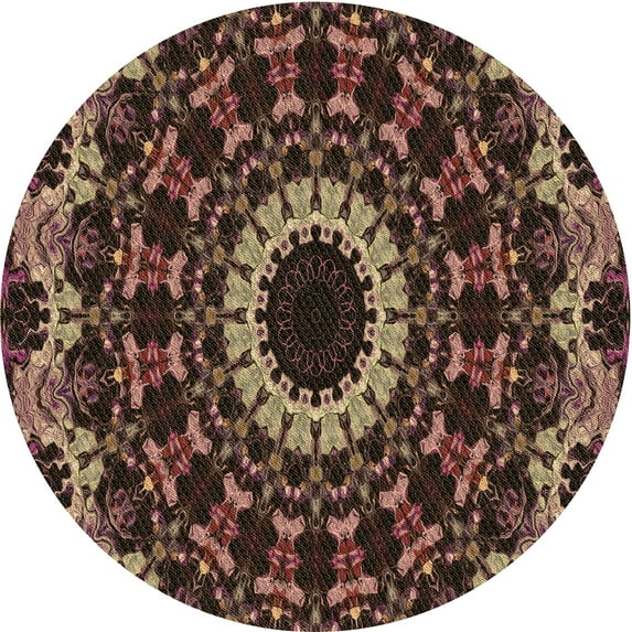 Ahgly Company Indoor Round Patterned Blood Night Red Area Rugs, 4' Round