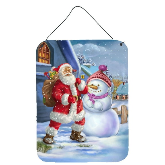 Carolines Treasures APH6200DS1216 Christmas Santa Claus and Snowman Wall or Door Hanging Prints 12x16 multicolor