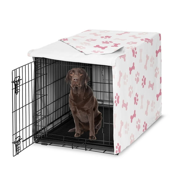 Sweet Jojo Designs Paw and Bone Blush Pink Girl Dog Crate Kennel Cover 42in.