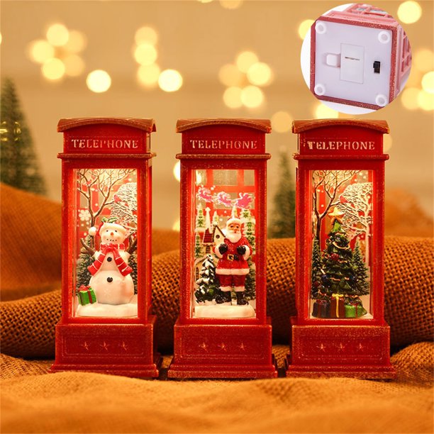 Fiudx Decoraciones Navideñas Interiores Cabina Telefónica Interior Para Ancianos, Lámpara De Aceite Pequeña, Diseño De Escena De Hotel, Adornos Luminosos