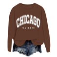 thumbnail image 5 of 2026 Women Sweatshirts Letter Print Long Sleeve Crew Neck Hoodless Plus Size Clothes Trendy Coffee, 5 of 6