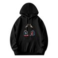 thumbnail image 3 of Men's Black Hoodie with Front Pocket Drawstrings Fest Baseball Caps Design & Abstract Horns - Long Sleeve Pullover Sweatshirt, 3 of 7
