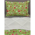 thumbnail image 3 of Christmas Comforter & Sham Bedding Set, Xmas Cartoon Style Pattern Snowman Trees Birds Hat Print, 3 pcs Duvet Set Microfiber Filling Quilt, 5 Sizes, Apple Green Red, by Ambesonne, 3 of 4