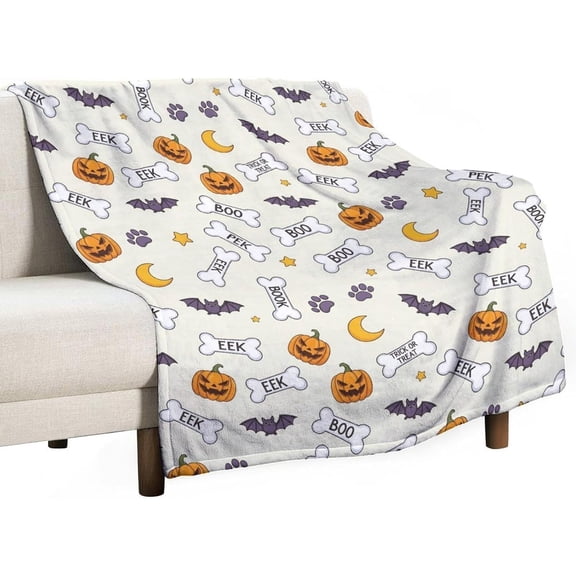 Halloween Dog Bone Throw Blanket for Couch Home Decor 50"×60"