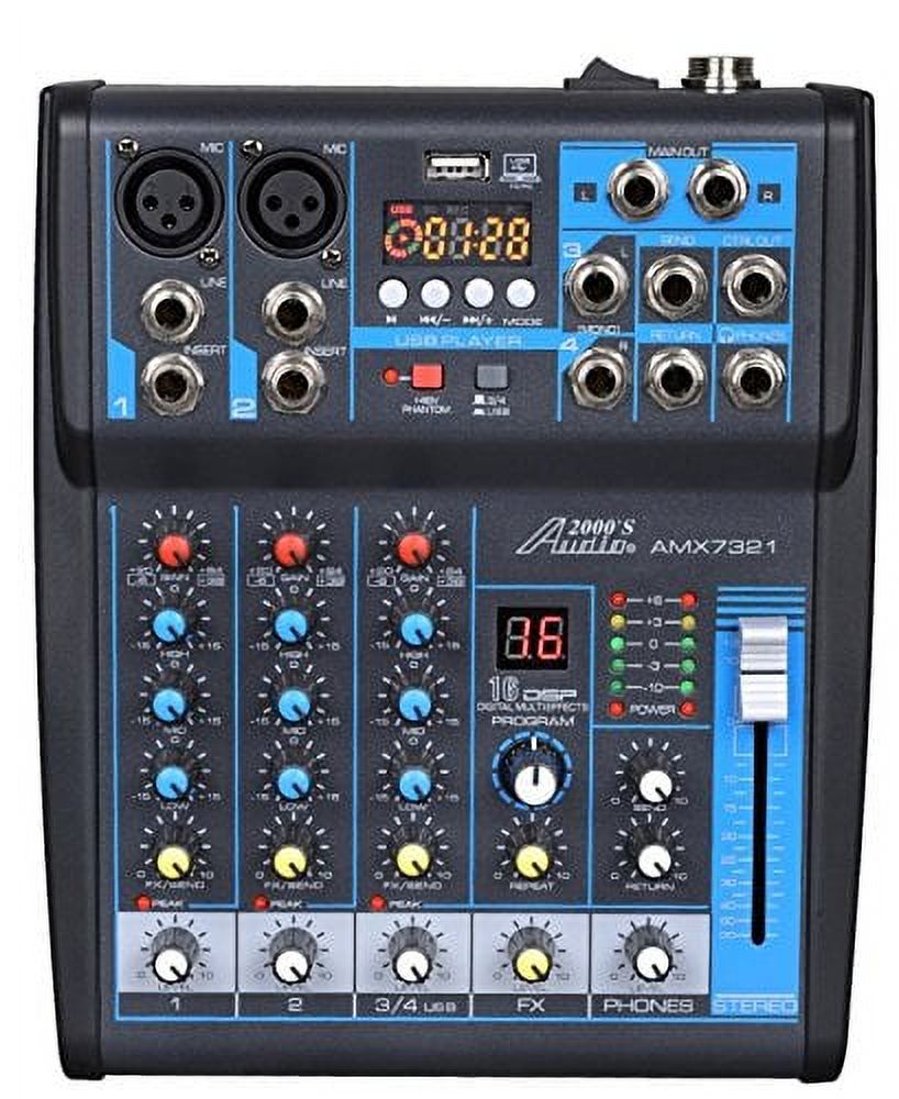AUDIO2000S AMX7321 Professional Four-Channel Audio Mixer With USB Interface, Bluetooth
