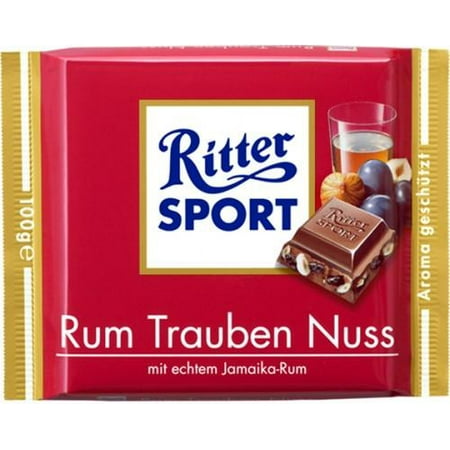 Ritter Sport Milk Chocolate with RUM, Raisins, and Hazelnuts