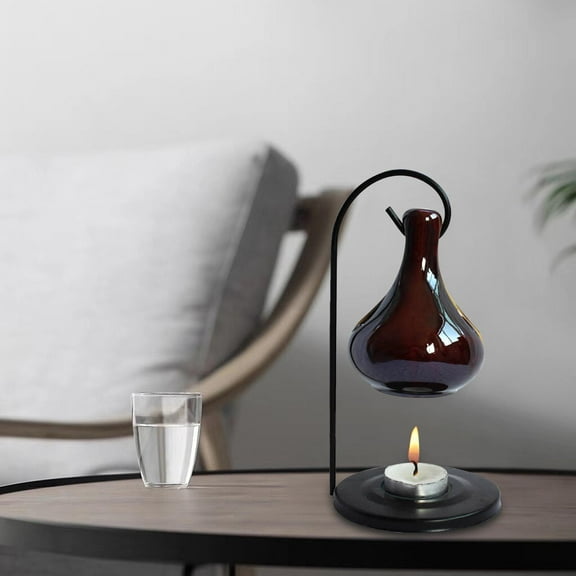 Ceramic Tealight Candle Holder Essential Oil Burner Furnace Table Centerpiece Oil Diffuser Melt Warmer for Bedroom Indoor Cabinet Brown