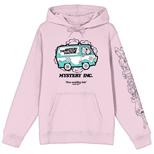Scooby Doo Mystery Inc Local Ad Long Sleeve Cradle Pink Men's Hooded Sweatshirt-3XL