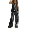 thumbnail image 2 of Puntoco Mujer Verano Suelto 2 Piezas Impreso Trajes Cuello Redondo Sin Mangas Tops y Pantalones Largos Chándal Traje Puntoco Puntoco-5754, 2 of 5