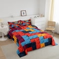 thumbnail image 2 of Erosebridal 3D Brick Comforter Set Full, Colorful Construction Bedding, Rainbow Building Blocks Orange Blue Bedding Comforter Sets Funny Patchwork Geometric Rectangle Quilt, 2 of 5