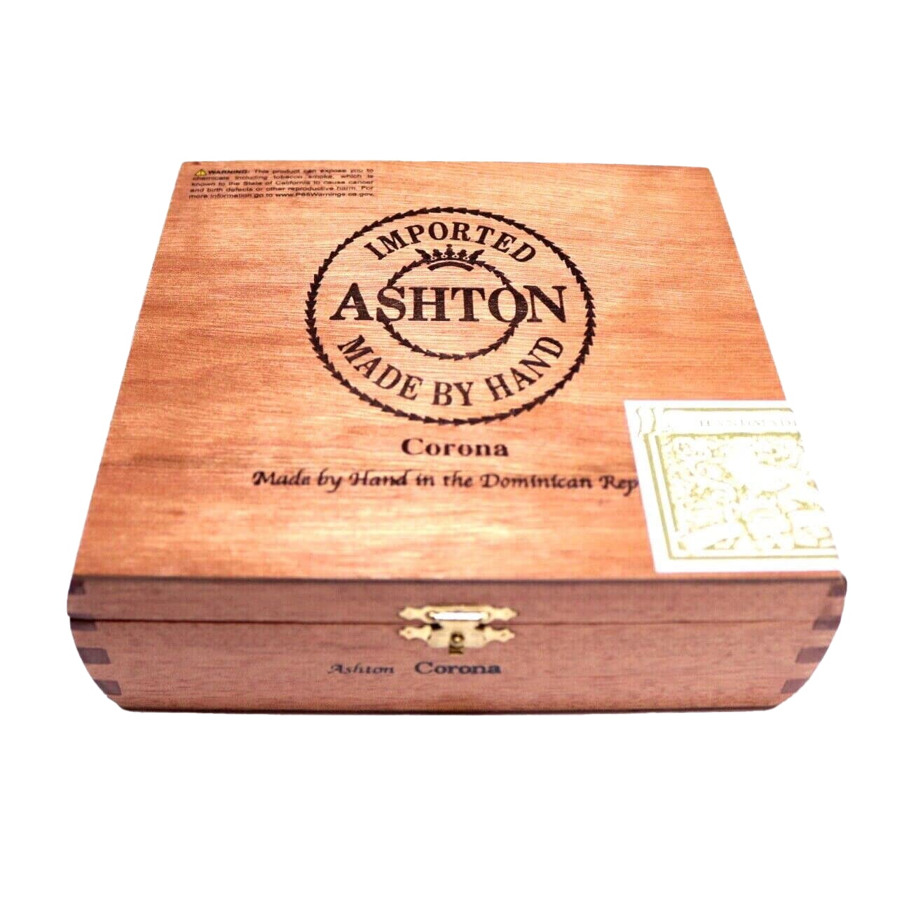 Ashton Corona Empty Wood Cigar Box 6.75" x 6.25" x 2.25"