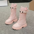 thumbnail image 2 of BOBOGOJP Girls Lace Up Boots Mid Calf Riding Boots Leather Side Zipper Punk Boot for Teen Girls Shoes Pink for Size 3, 2 of 9