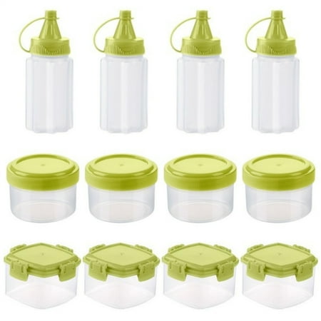 

GLFSIL 12PCS Portable Spices Bottle Sauce Box Squeeze Bottles Spice Jar for Kitchen BBQ